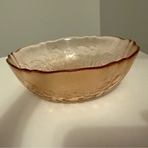 Vintage Pink Rosaline Scalloped Glass Bowl Arcoroc France